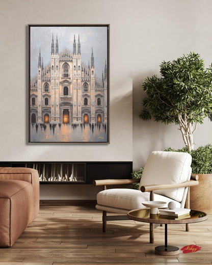 Milan Duomo Wall Art, Italy Cityscape Print, Vibrant Cathedral Canvas, European Travel Artwork, Modern Architectural Decor, Home Living Room