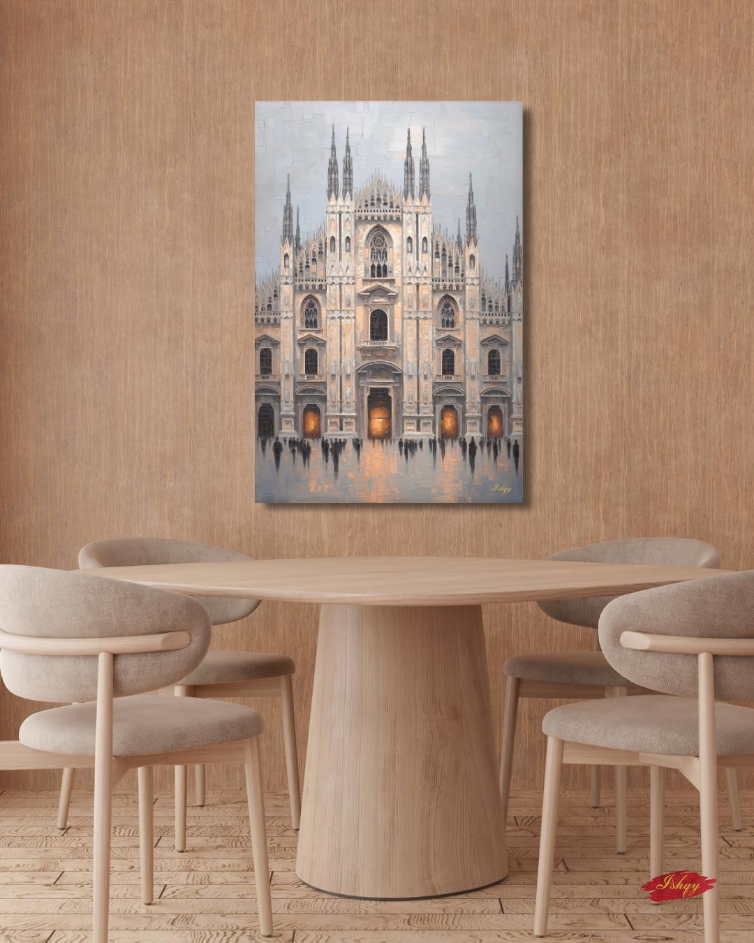 Milan Duomo Wall Art, Italy Cityscape Print, Vibrant Cathedral Canvas, European Travel Artwork, Modern Architectural Decor, Home Living Room