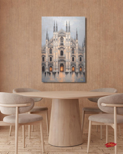 Milan Duomo Wall Art, Italy Cityscape Print, Vibrant Cathedral Canvas, European Travel Artwork, Modern Architectural Decor, Home Living Room