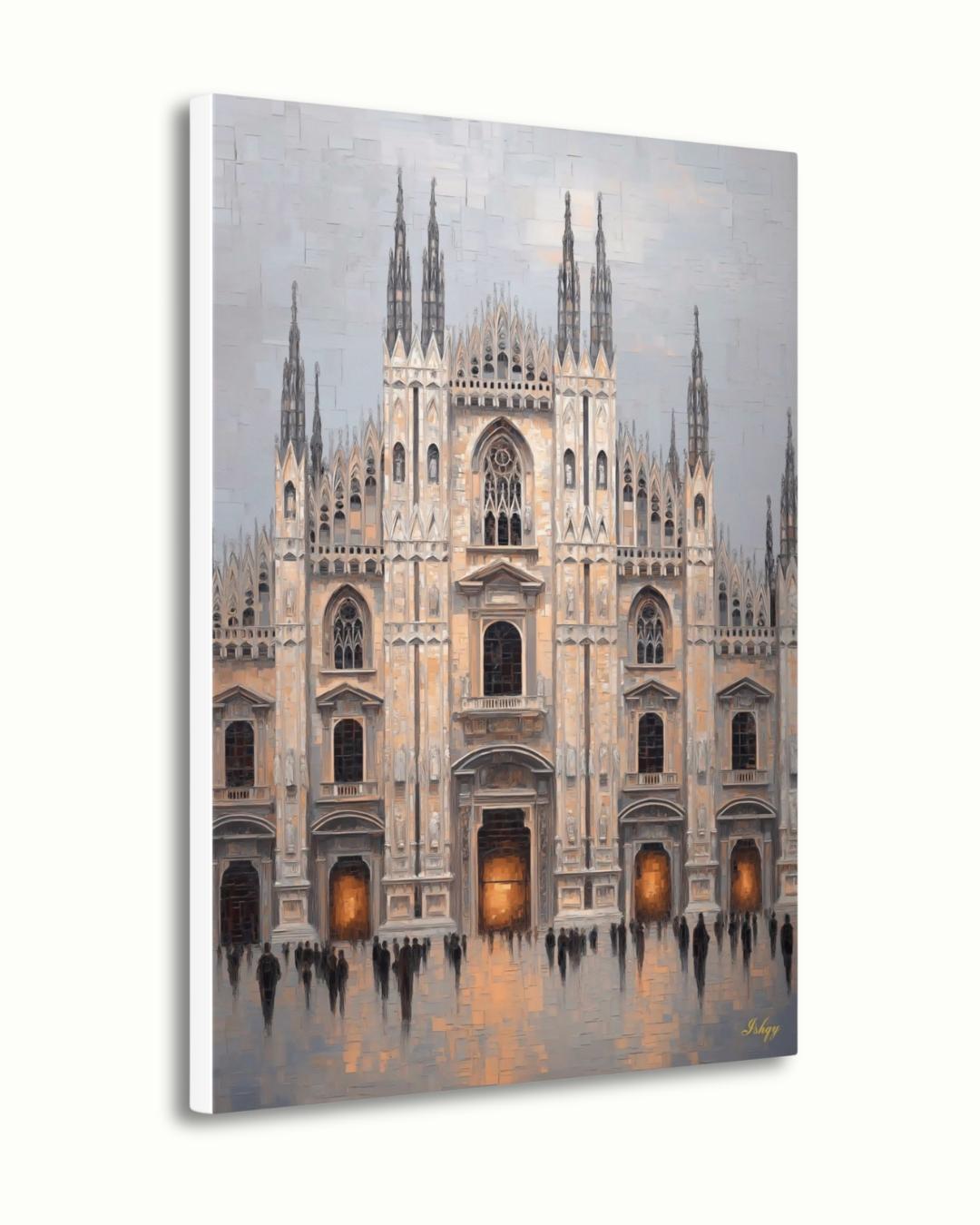 Milan Duomo Wall Art, Italy Cityscape Print, Vibrant Cathedral Canvas, European Travel Artwork, Modern Architectural Decor, Home Living Room