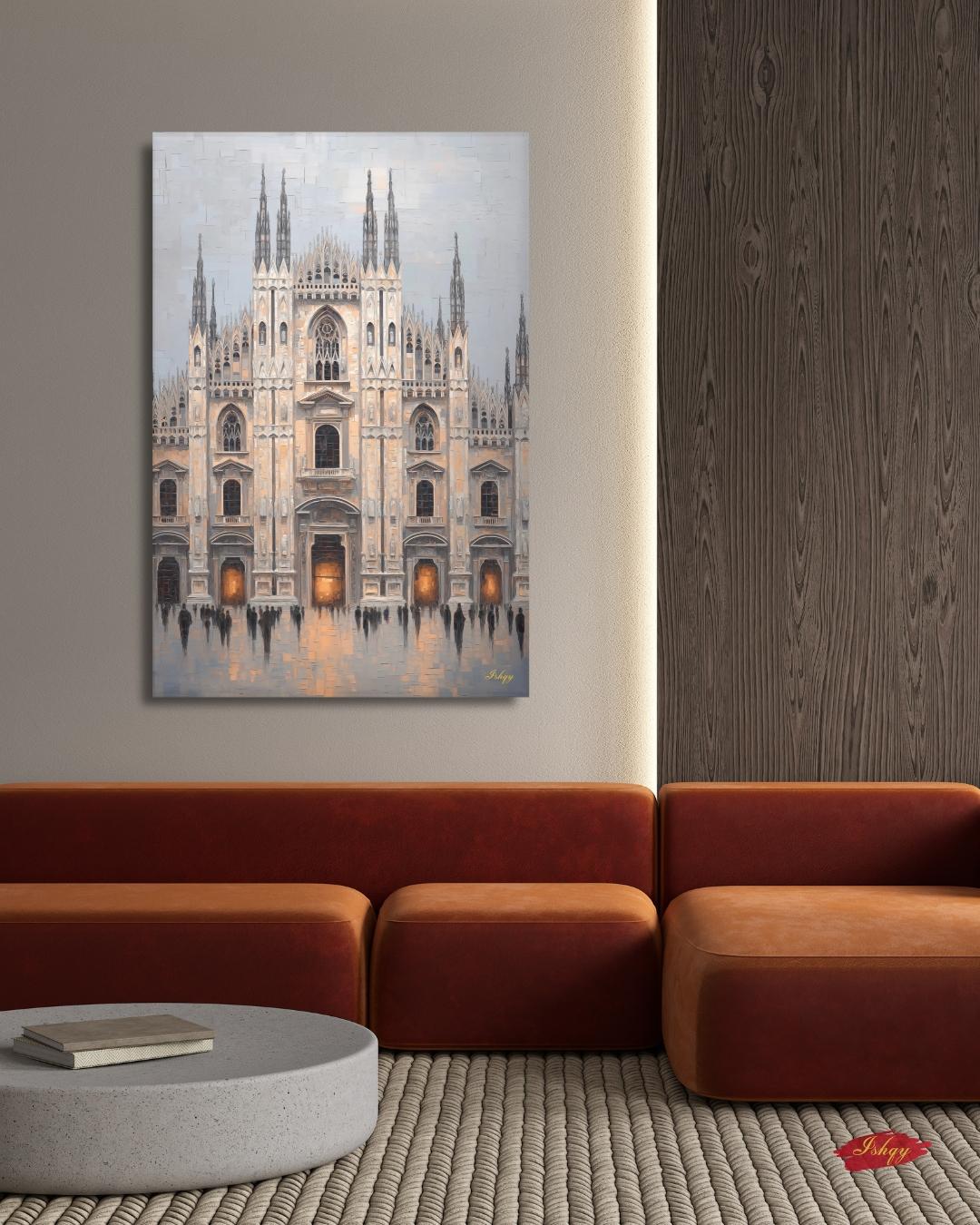 Milan Duomo Wall Art, Italy Cityscape Print, Vibrant Cathedral Canvas, European Travel Artwork, Modern Architectural Decor, Home Living Room
