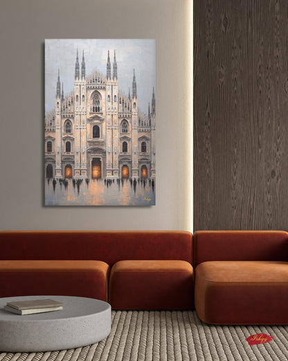 Milan Duomo Wall Art, Italy Cityscape Print, Vibrant Cathedral Canvas, European Travel Artwork, Modern Architectural Decor, Home Living Room
