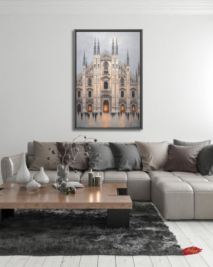 Milan Duomo Wall Art, Italy Cityscape Print, Vibrant Cathedral Canvas, European Travel Artwork, Modern Architectural Decor, Home Living Room