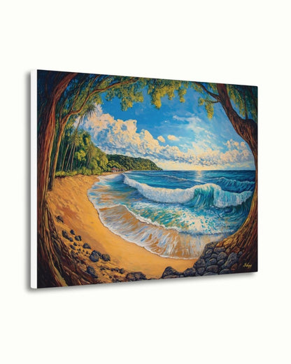 El Sunzal El Salvador Beach Wall Art Print, Canvas, Framed Canvas, Seascape Ocean Waves Coastal Landscape Painting for Living Room Decor