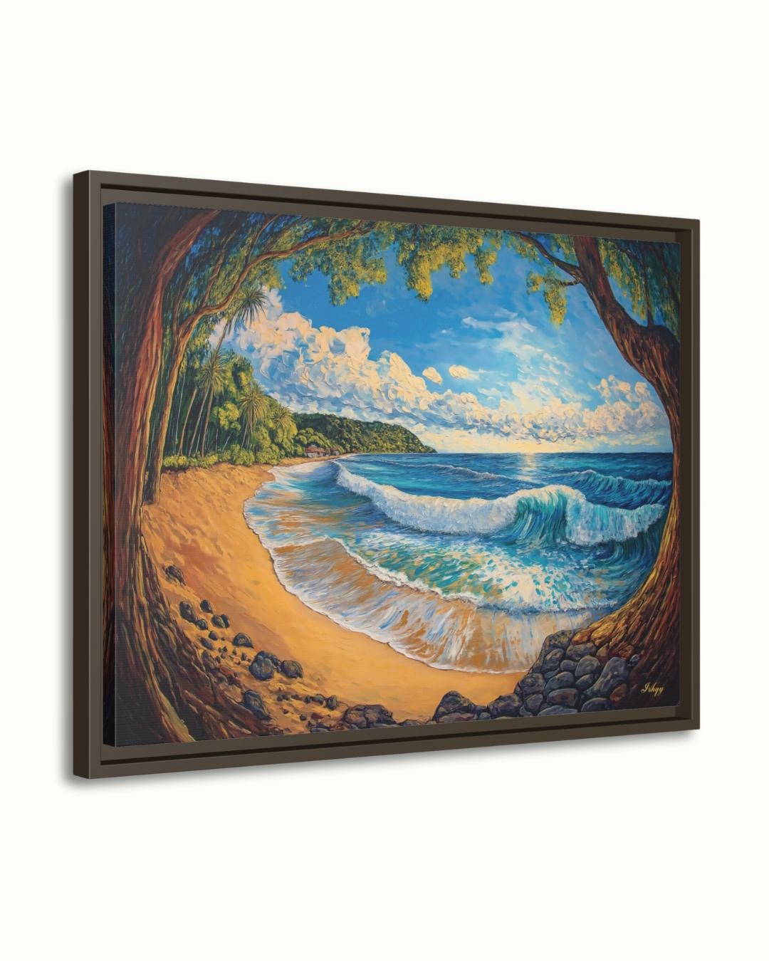 El Sunzal El Salvador Beach Wall Art Print, Canvas, Framed Canvas, Seascape Ocean Waves Coastal Landscape Painting for Living Room Decor