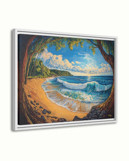 El Sunzal El Salvador Beach Wall Art Print, Canvas, Framed Canvas, Seascape Ocean Waves Coastal Landscape Painting for Living Room Decor
