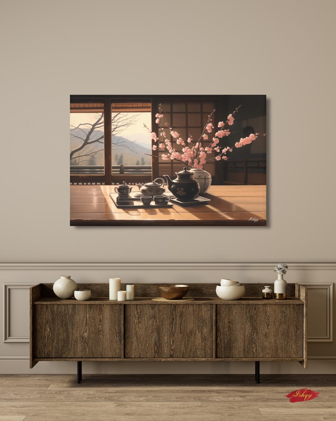 Japanese Tea Ceremony Wall Art, Traditional Chasen Canvas Print, Large Framed Zen Home Decor, Kyoto Travel Gift, Wabi-Sabi Aesthetic Painting