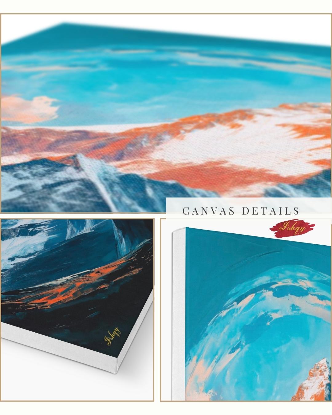Everest Dawn is a breathtaking painting print depicting the majestic Mount Everest bathed in glowing morning light, with swirling skies and icy peaks. This striking art print captures the awe and serenity of the world’s tallest mountain, perfect for inspiring living spaces, offices, or meditation rooms. Available as canvas and framed canvas, it brings the grandeur of the Himalayas into your home decor.