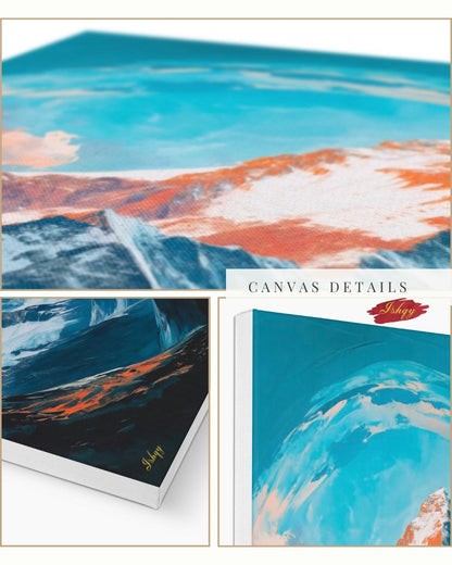 Everest Dawn is a breathtaking painting print depicting the majestic Mount Everest bathed in glowing morning light, with swirling skies and icy peaks. This striking art print captures the awe and serenity of the world’s tallest mountain, perfect for inspiring living spaces, offices, or meditation rooms. Available as canvas and framed canvas, it brings the grandeur of the Himalayas into your home decor.
