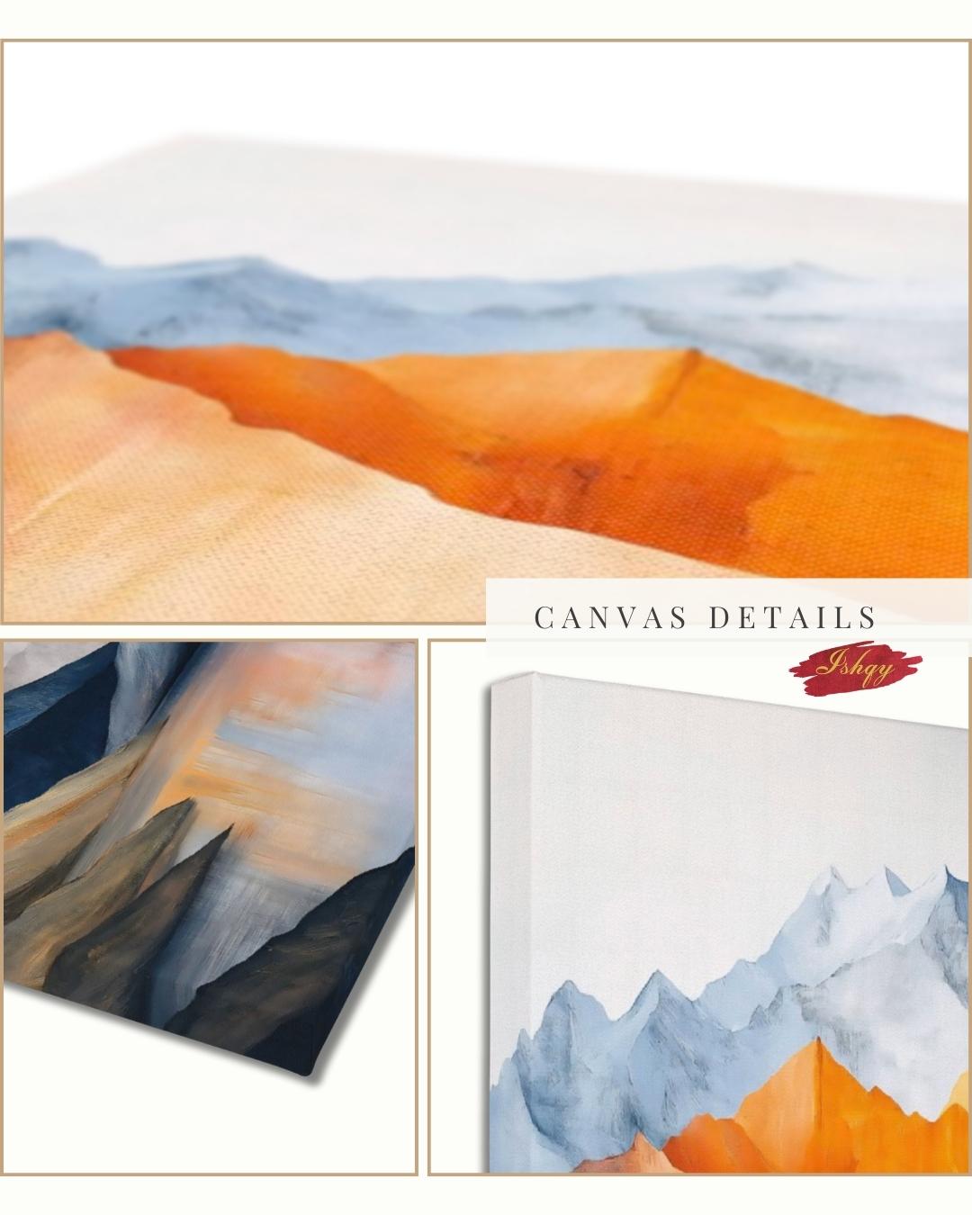 Abstract Mountain Landscape Painting Canvas Framed Canvas, Modern Minimalist Art Print, Neutral Lake Wall Art For Living Room Bedroom Decor