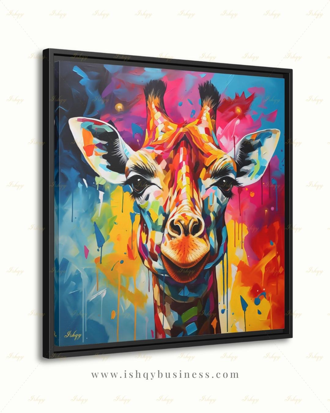 Giraffe Wall Art Large Canvas Print, Colorful Abstract Animal Portrait, Modern Pop Art Decor, Safari Nursery Wall Decor, Statement Home Arts