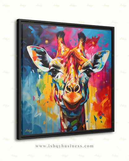 Giraffe Wall Art Large Canvas Print, Colorful Abstract Animal Portrait, Modern Pop Art Decor, Safari Nursery Wall Decor, Statement Home Arts