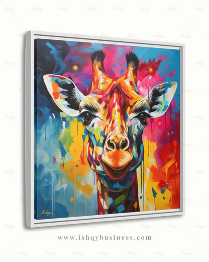 Giraffe Wall Art Large Canvas Print, Colorful Abstract Animal Portrait, Modern Pop Art Decor, Safari Nursery Wall Decor, Statement Home Arts