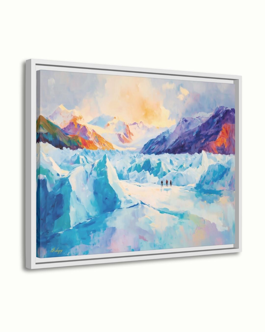 Patagonia Glacier Landscape Painting, Majestic Mountain Wall Art, Ice Field Nature Canvas for Living Room, Office, or Adventure Home Decor