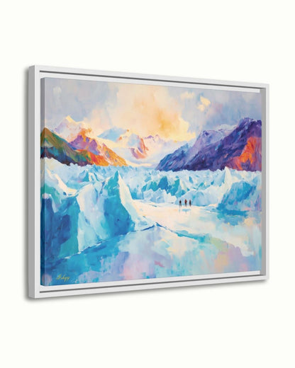 Patagonia Glacier Landscape Painting, Majestic Mountain Wall Art, Ice Field Nature Canvas for Living Room, Office, or Adventure Home Decor