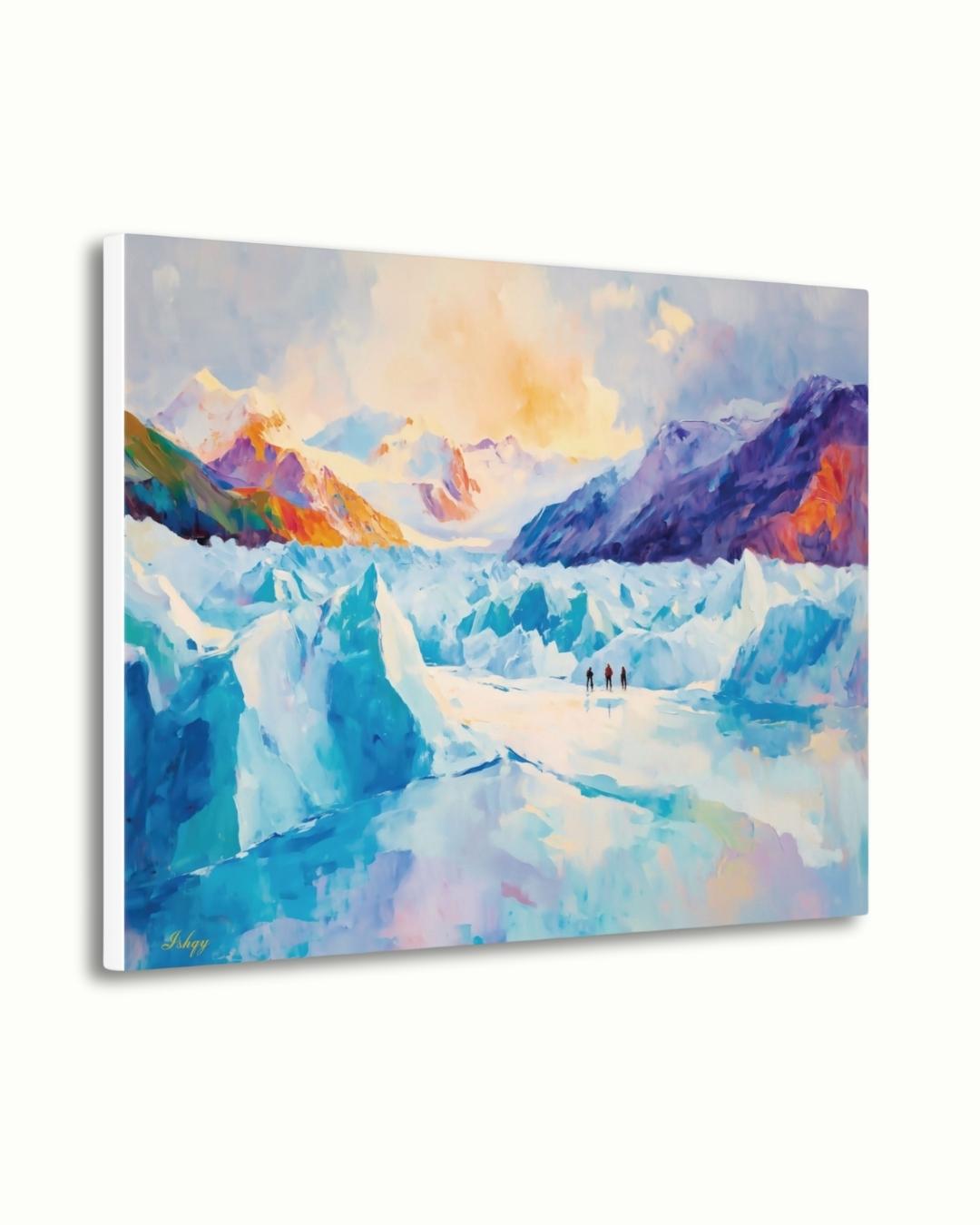 Patagonia Glacier Landscape Painting, Majestic Mountain Wall Art, Ice Field Nature Canvas for Living Room, Office, or Adventure Home Decor