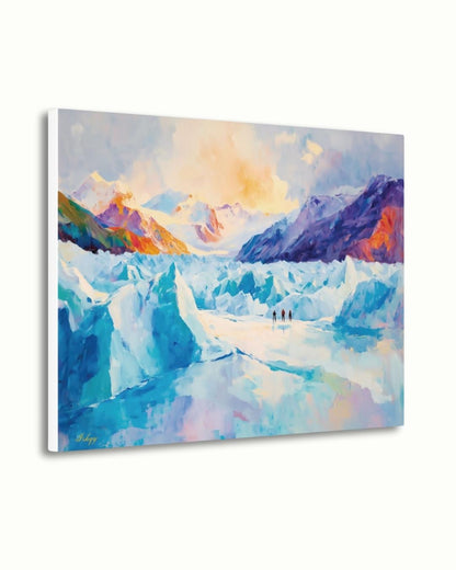 Patagonia Glacier Landscape Painting, Majestic Mountain Wall Art, Ice Field Nature Canvas for Living Room, Office, or Adventure Home Decor