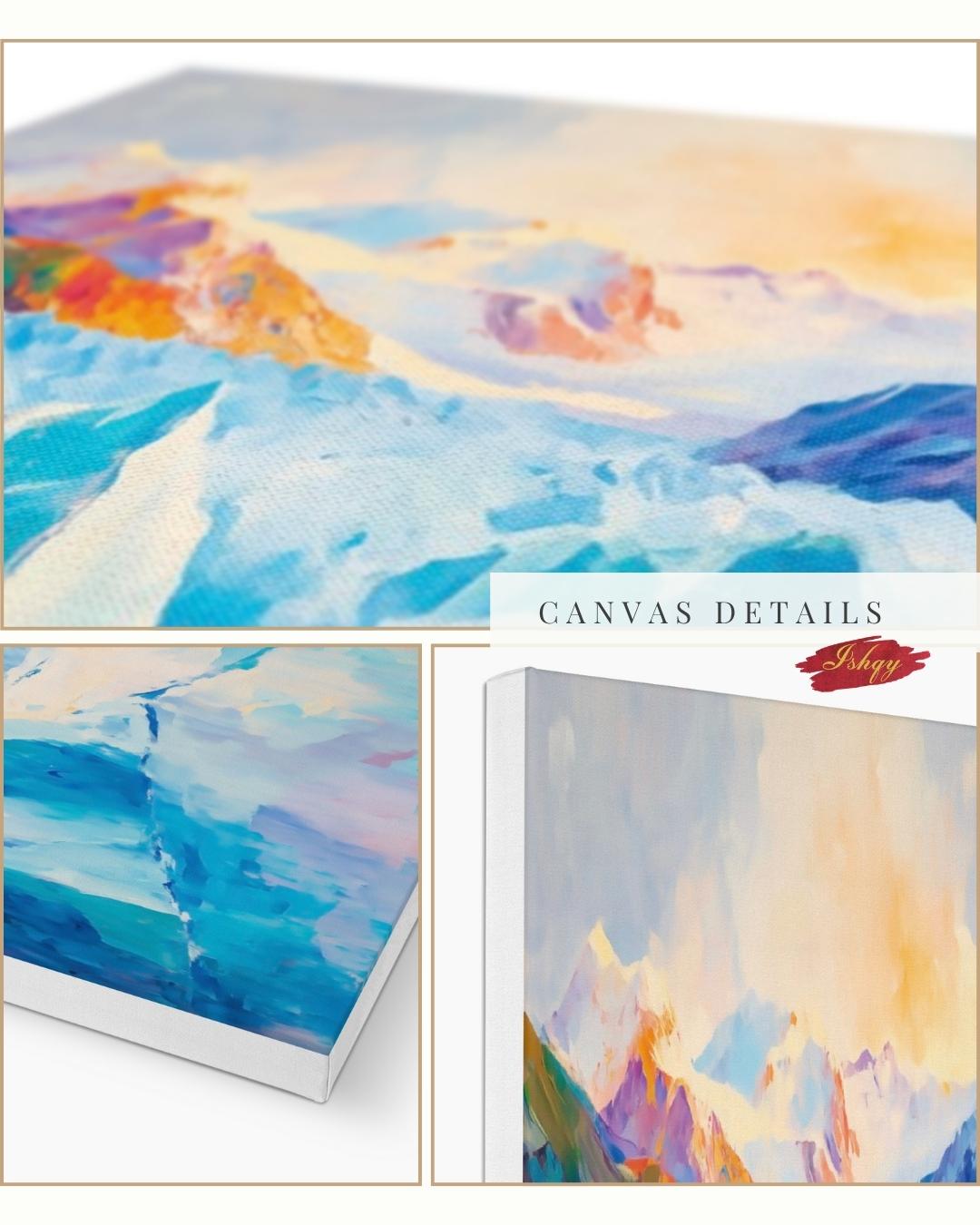 Patagonia Glacier Landscape Painting, Majestic Mountain Wall Art, Ice Field Nature Canvas for Living Room, Office, or Adventure Home Decor