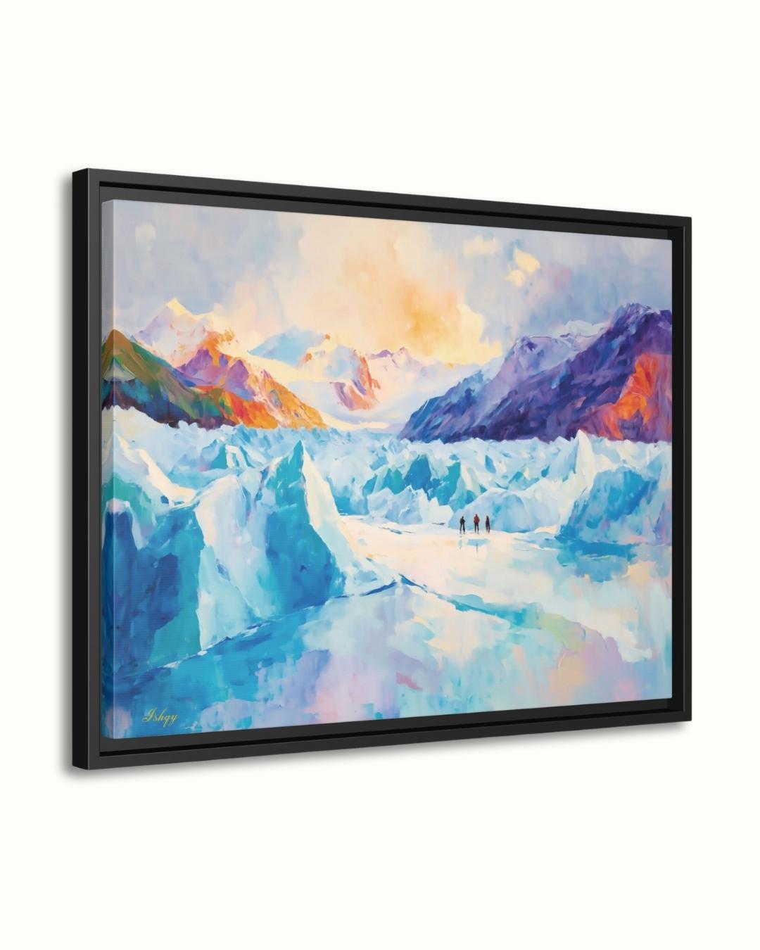 Patagonia Glacier Landscape Painting, Majestic Mountain Wall Art, Ice Field Nature Canvas for Living Room, Office, or Adventure Home Decor