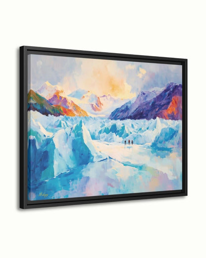 Patagonia Glacier Landscape Painting, Majestic Mountain Wall Art, Ice Field Nature Canvas for Living Room, Office, or Adventure Home Decor