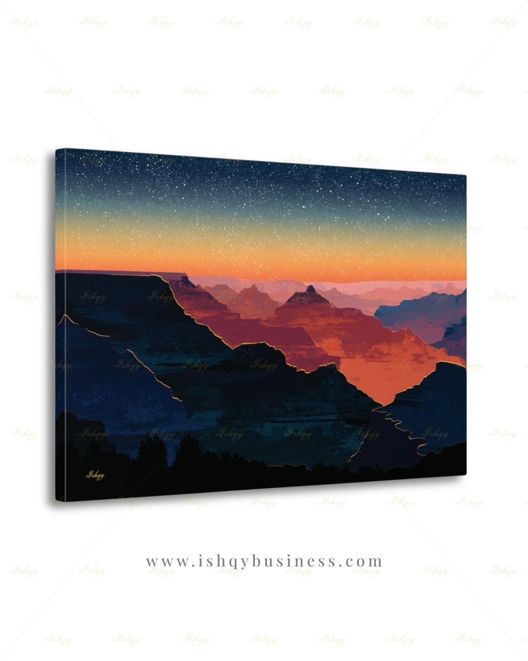 Grand Canyon Sunset Canvas Wall Art, Modern Minimalist Framed Canvas Print, Arizona Southwest Desert Landscape Painting, Living Room Decor