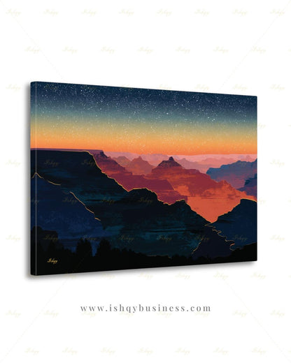 Grand Canyon Sunset Canvas Wall Art, Modern Minimalist Framed Canvas Print, Arizona Southwest Desert Landscape Painting, Living Room Decor