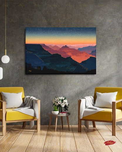 Grand Canyon Sunset Canvas Wall Art, Modern Minimalist Framed Canvas Print, Arizona Southwest Desert Landscape Painting, Living Room Decor
