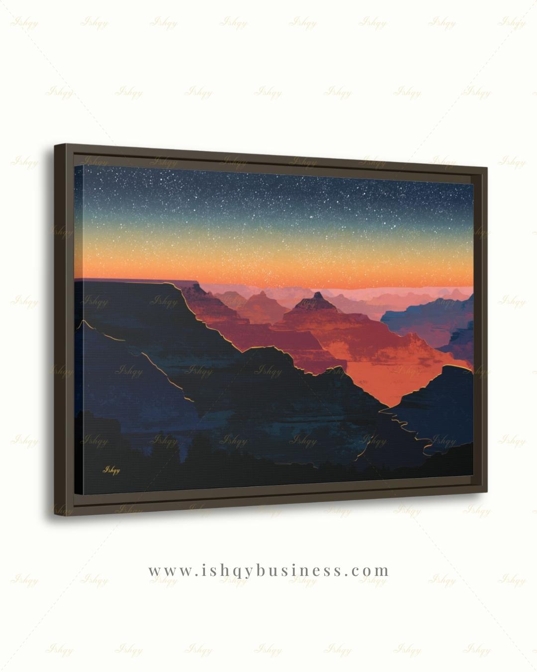 Grand Canyon Sunset Canvas Wall Art, Modern Minimalist Framed Canvas Print, Arizona Southwest Desert Landscape Painting, Living Room Decor