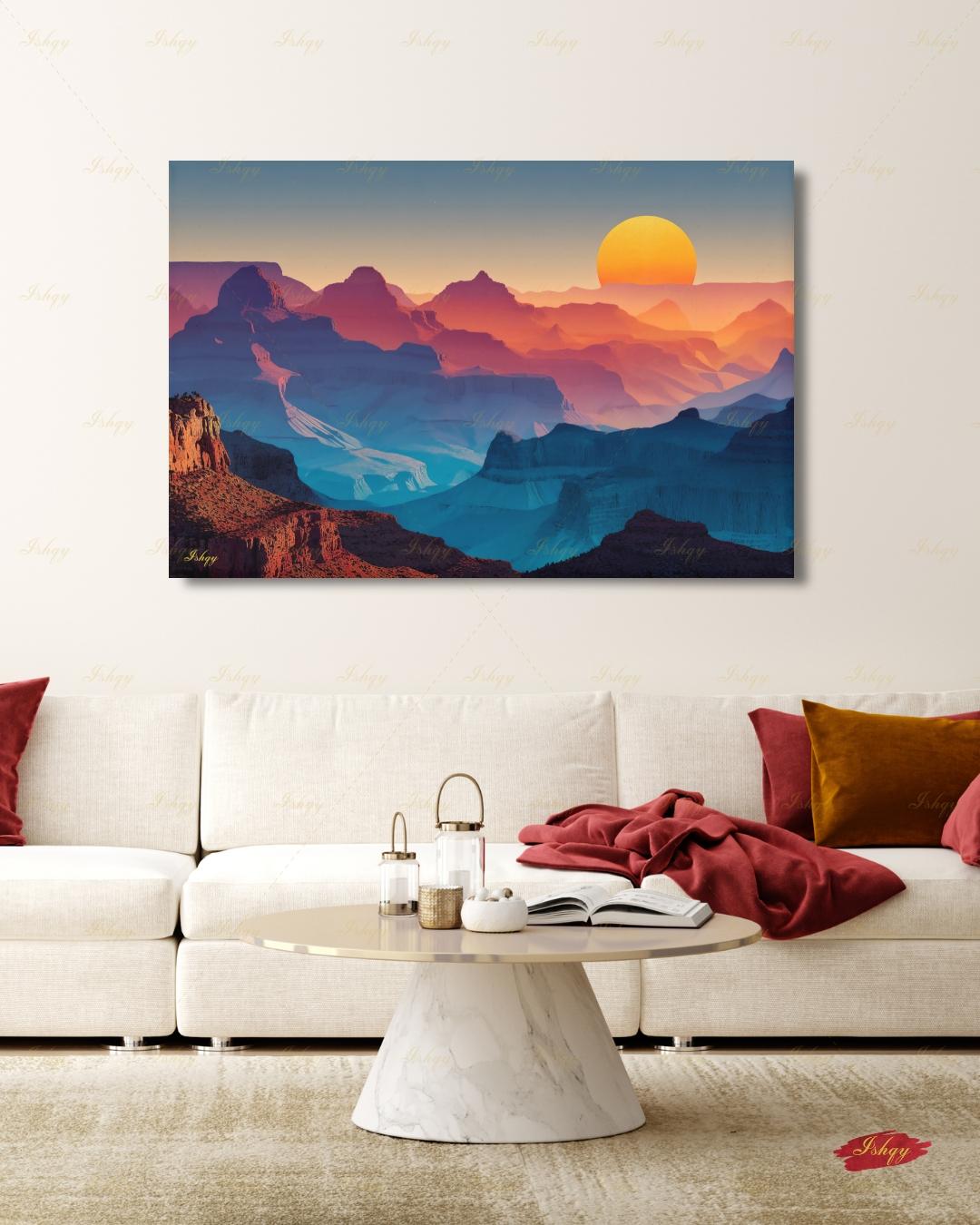 Oversized Grand Canyon Canvas Wall Art, Desert Sunset Framed Canvas Print, Extra Large Southwest Landscape Art, Above Bed Mountain Decor. oversized wall art, above bed art, canvas wall art, art print, housewarming gift, extra large wall art, desert wall art, mountain wall art, large wall art, southwest decor, mid century decor, apartment decor, 24x36 wall art