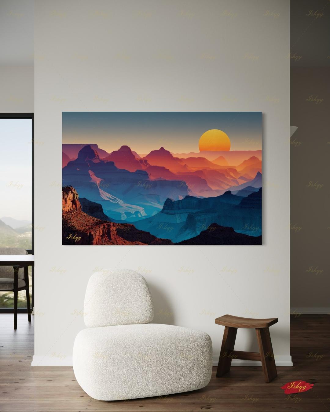 Oversized Grand Canyon Canvas Wall Art, Desert Sunset Framed Canvas Print, Extra Large Southwest Landscape Art, Above Bed Mountain Decor. oversized wall art, above bed art, canvas wall art, art print, housewarming gift, extra large wall art, desert wall art, mountain wall art, large wall art, southwest decor, mid century decor, apartment decor, 24x36 wall art
