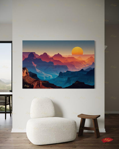 Oversized Grand Canyon Canvas Wall Art, Desert Sunset Framed Canvas Print, Extra Large Southwest Landscape Art, Above Bed Mountain Decor. oversized wall art, above bed art, canvas wall art, art print, housewarming gift, extra large wall art, desert wall art, mountain wall art, large wall art, southwest decor, mid century decor, apartment decor, 24x36 wall art