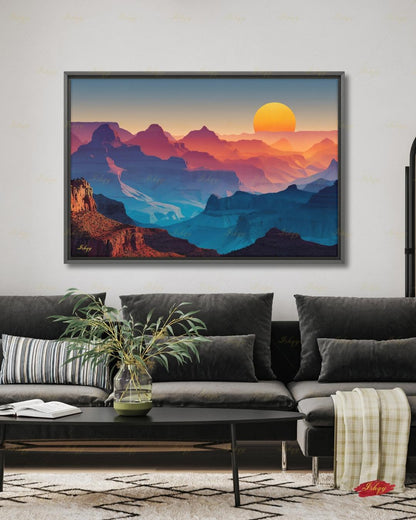 Oversized Grand Canyon Canvas Wall Art, Desert Sunset Framed Canvas Print, Extra Large Southwest Landscape Art, Above Bed Mountain Decor. oversized wall art, above bed art, canvas wall art, art print, housewarming gift, extra large wall art, desert wall art, mountain wall art, large wall art, southwest decor, mid century decor, apartment decor, 24x36 wall art