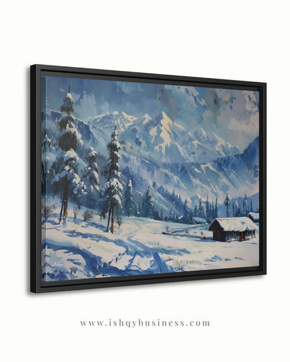 Gulmarg Kashmir Winter Landscape Canvas, Snowy Mountain Painting, Alpine Wall Art, Himalayan Decor, Nature Home Art