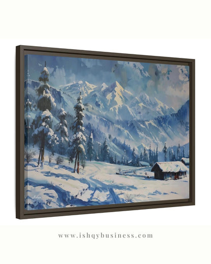 Gulmarg Kashmir Winter Landscape Canvas, Snowy Mountain Painting, Alpine Wall Art, Himalayan Decor, Nature Home Art