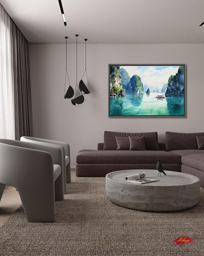 Ha Long Bay Wall Art Vietnam Landscape Canvas Painting Travel Wall Decor Coastal Art Living Room Bedroom Nature Home Decor