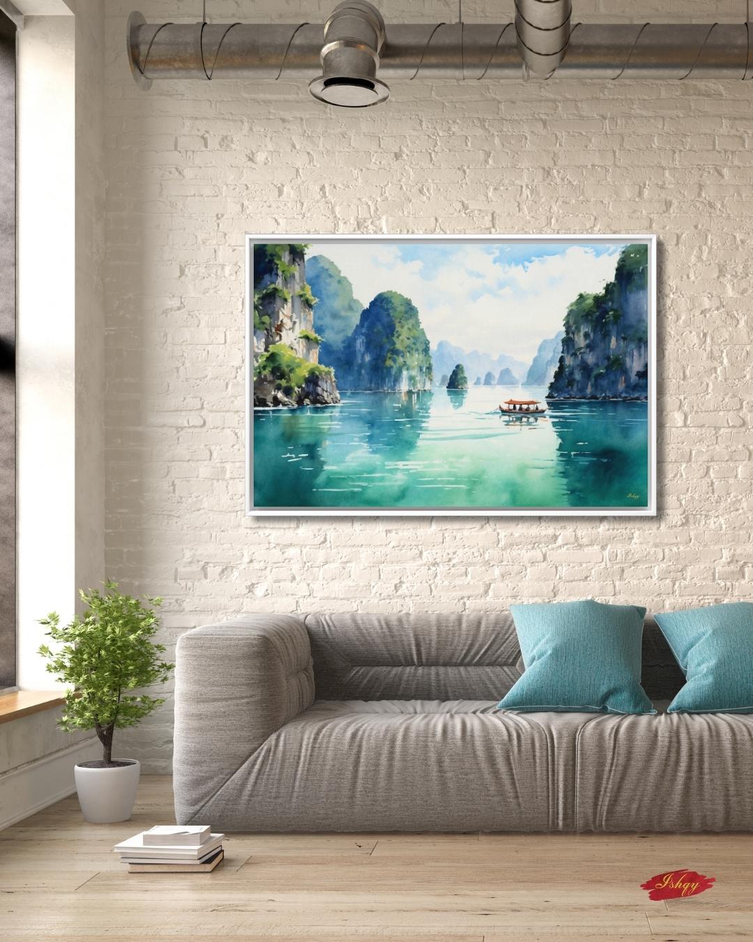 Ha Long Bay Wall Art Vietnam Landscape Canvas Painting Travel Wall Decor Coastal Art Living Room Bedroom Nature Home Decor
