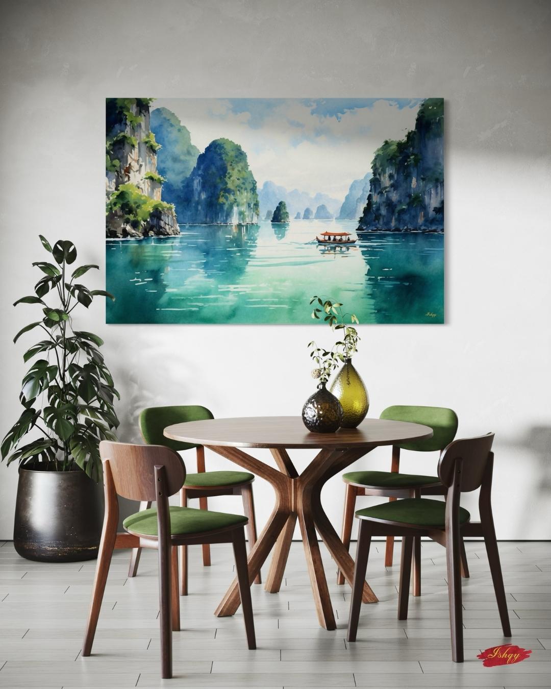Ha Long Bay Wall Art Vietnam Landscape Canvas Painting Travel Wall Decor Coastal Art Living Room Bedroom Nature Home Decor