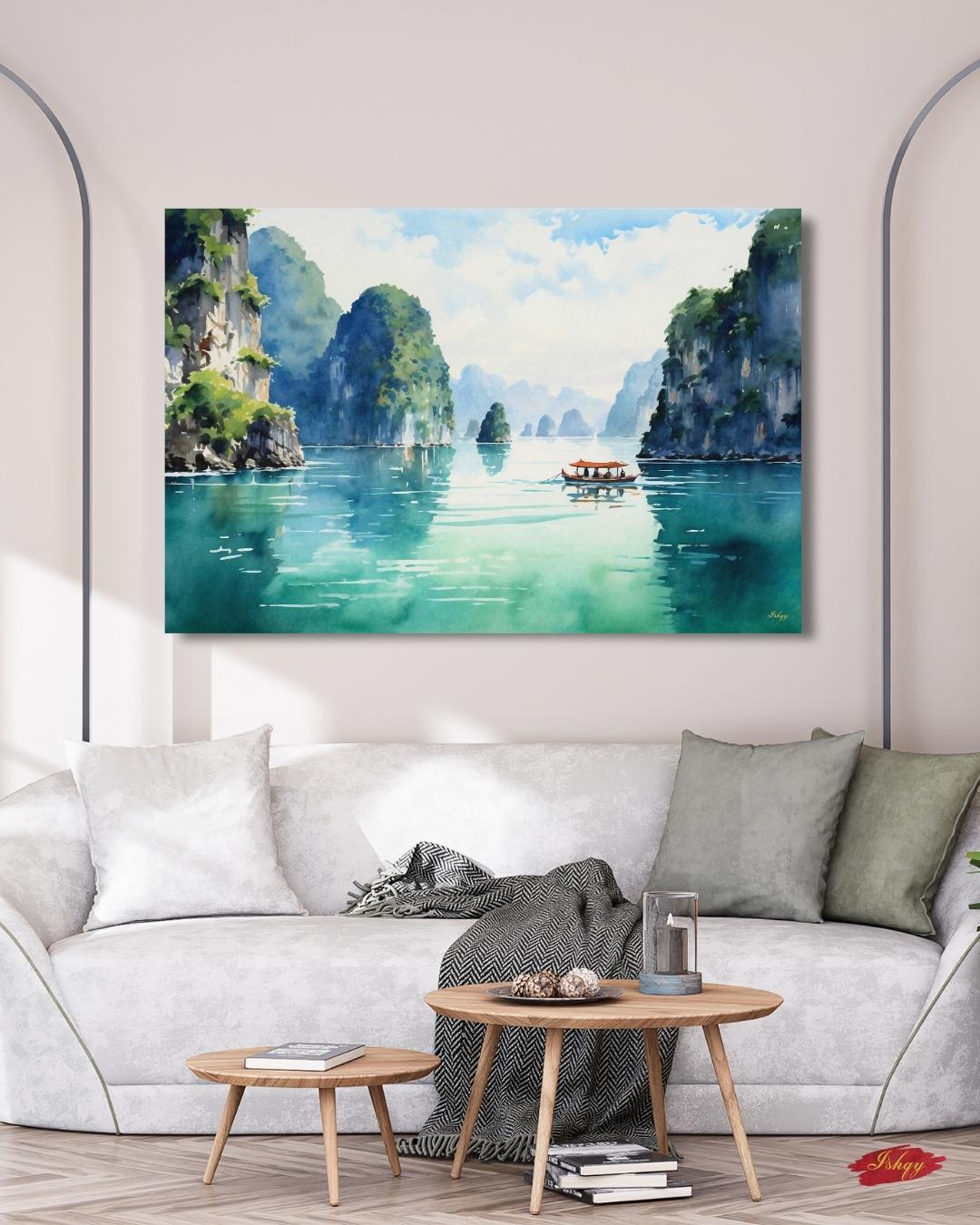 Ha Long Bay Wall Art Vietnam Landscape Canvas Painting Travel Wall Decor Coastal Art Living Room Bedroom Nature Home Decor