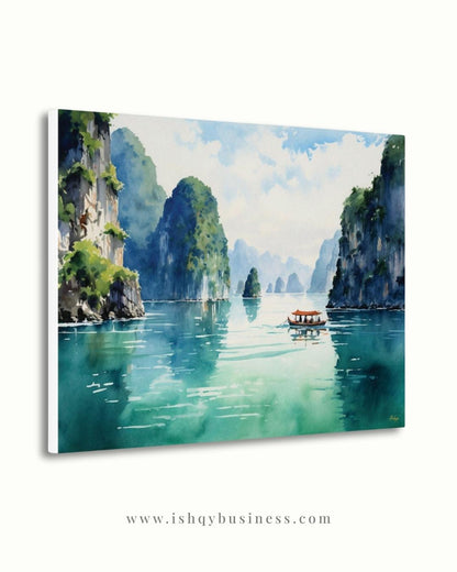 Ha Long Bay Wall Art Vietnam Landscape Canvas Painting Travel Wall Decor Coastal Art Living Room Bedroom Nature Home Decor
