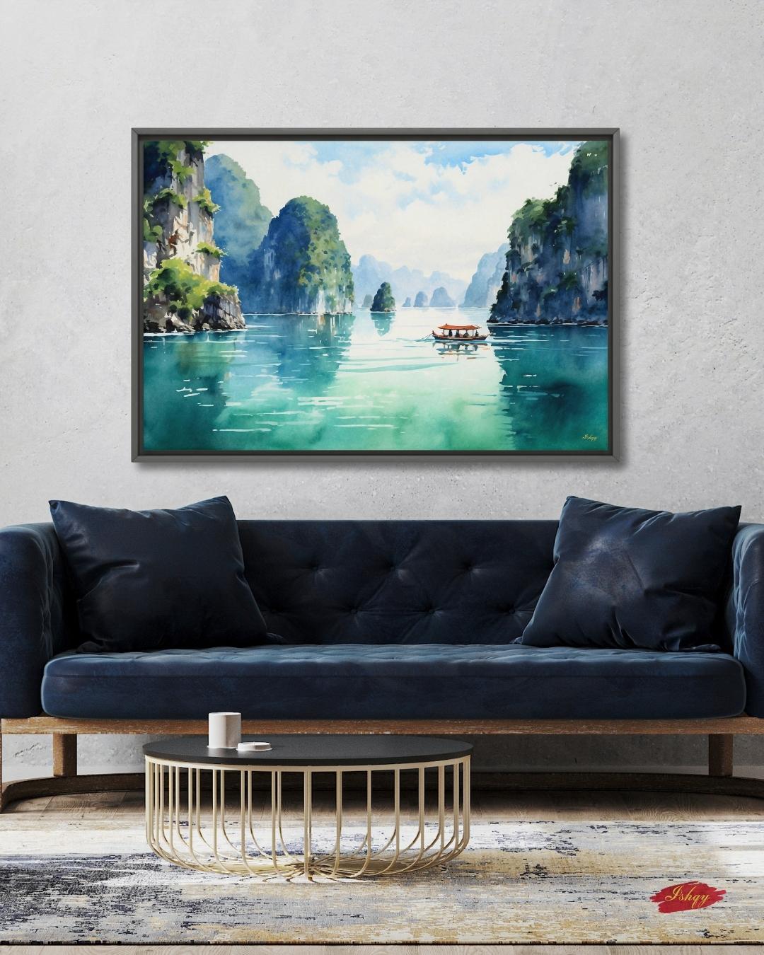 Ha Long Bay Wall Art Vietnam Landscape Canvas Painting Travel Wall Decor Coastal Art Living Room Bedroom Nature Home Decor