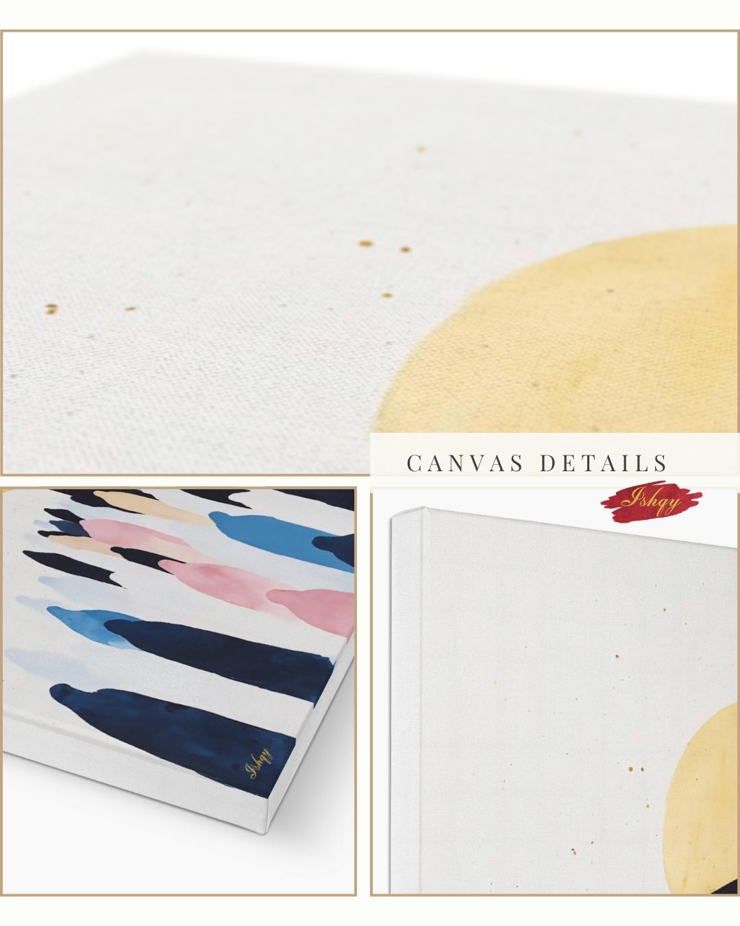 Kaaba Mecca Wall Art, Islamic Hajj Pilgrimage Canvas Painting, Minimalist Muslim Home Decor with Golden Sun and Silhouette Worshippers