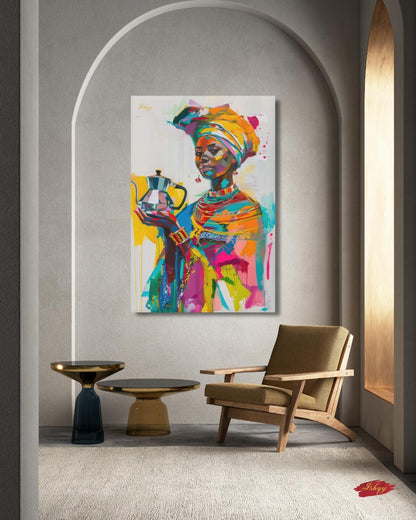 Ethiopian Woman Portrait Painting Canvas Framed Canvas, Colorful African Art Print Wall Art, Boho Home Decor For Living Room Bedroom Office