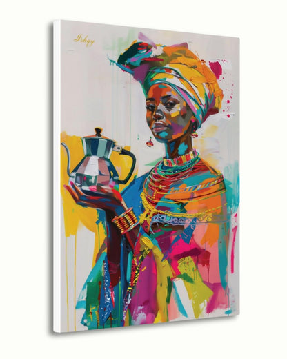 Ethiopian Woman Portrait Painting Canvas Framed Canvas, Colorful African Art Print Wall Art, Boho Home Decor For Living Room Bedroom Office