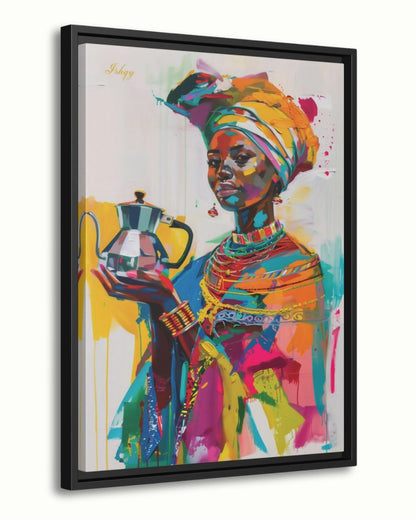 Ethiopian Woman Portrait Painting Canvas Framed Canvas, Colorful African Art Print Wall Art, Boho Home Decor For Living Room Bedroom Office