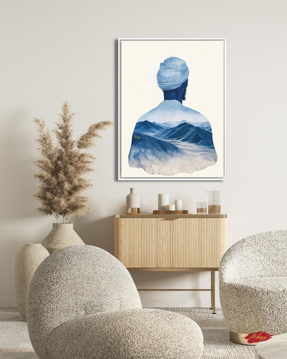 Tuareg Man Wall Art, Sahara Desert Nomad Canvas Painting, Blue Turban African Ethnic Artwork for Boho, Tribal or Cultural Home Decor