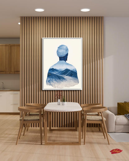 Tuareg Man Wall Art, Sahara Desert Nomad Canvas Painting, Blue Turban African Ethnic Artwork for Boho, Tribal or Cultural Home Decor