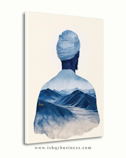 Tuareg Man Wall Art, Sahara Desert Nomad Canvas Painting, Blue Turban African Ethnic Artwork for Boho, Tribal or Cultural Home Decor