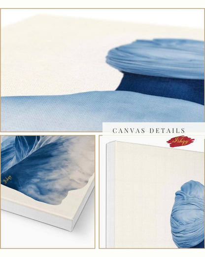 Tuareg Man Wall Art, Sahara Desert Nomad Canvas Painting, Blue Turban African Ethnic Artwork for Boho, Tribal or Cultural Home Decor