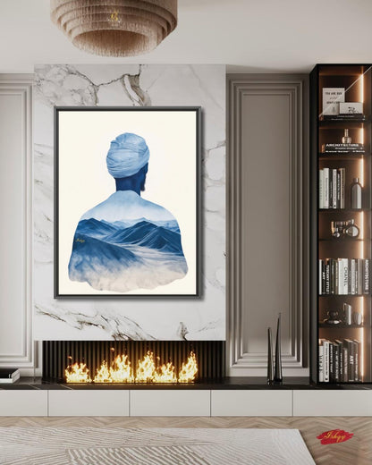 Tuareg Man Wall Art, Sahara Desert Nomad Canvas Painting, Blue Turban African Ethnic Artwork for Boho, Tribal or Cultural Home Decor