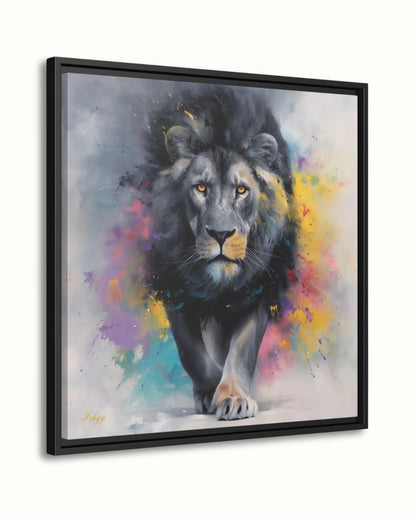 Lion Painting Print Canvas Framed Canvas, Colorful Abstract Lion Art, Modern Safari Animal Wall Art For Living Room Bedroom Office Decor